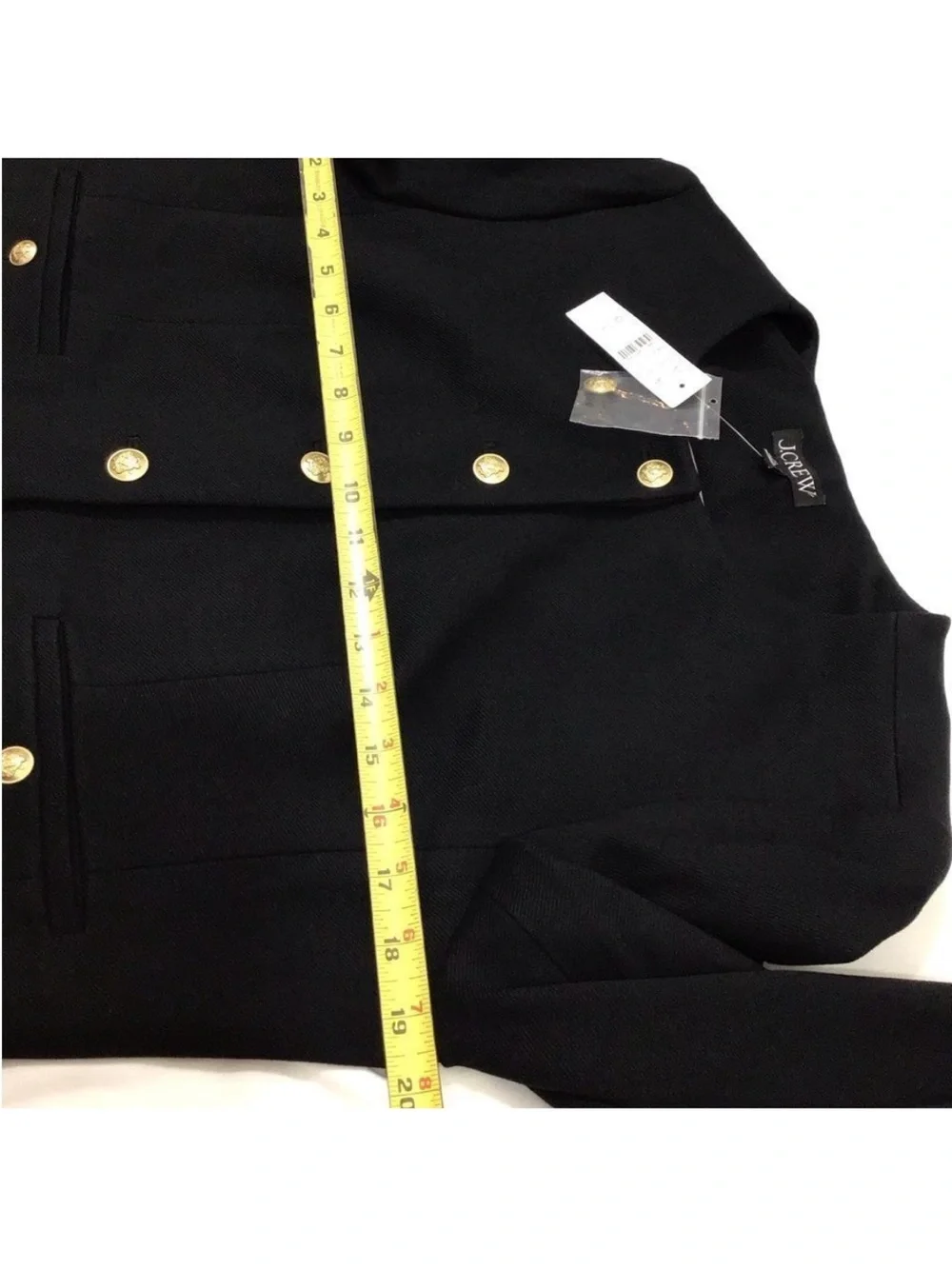 J. Crew Black Cropped Lady With Gold Button Detail Jacket New Size 12